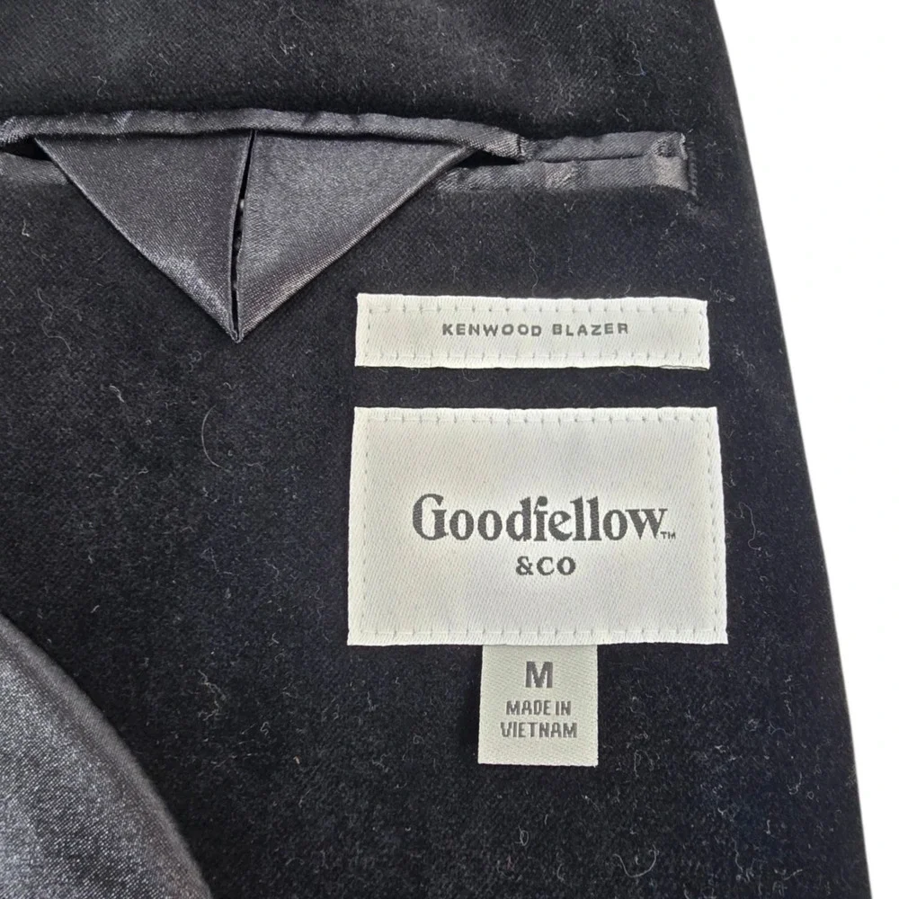Goodfellow Kenwood Blazer Mens Medium Black Velvet Cotton Sport Coat Jacket M